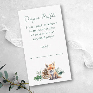 Rustic Woodland Animals Baby shower Diaper Raffle Informatiekaartje