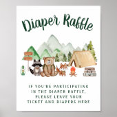 Rustic Woodland Animals Baby shower Diaper Raffle Poster (Voorkant)