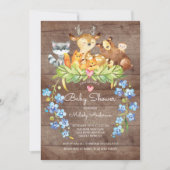 Rustic Woodland Animals Baby shower Invitation Kaart (Voorkant)