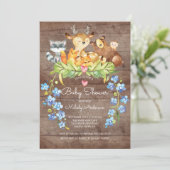 Rustic Woodland Animals Baby shower Invitation Kaart (Staand voorkant)