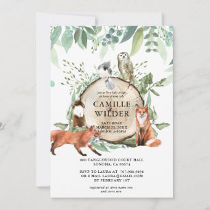 Rustic Woodland Animals Baby shower Invitation Kaart