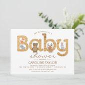 Rustic Woodland Animals Baby shower Invitation Kaart (Staand voorkant)