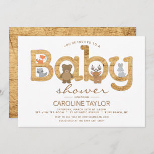 Rustic Woodland Animals Baby shower Invitation Kaart