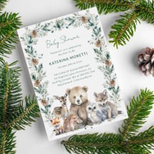 Rustic Woodland Animals Baby shower Invitation