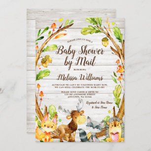 Rustic Woodland Animals Baby shower per post Kaart