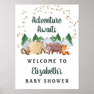 Rustic Woodland Animals Baby shower Welkomstbord Poster