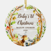 Rustic Woodland Animals Baby's eerste Kerstmis Keramisch Ornament (Voorkant)