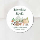 Rustic Woodland Animals Camping Baby shower Ronde Sticker