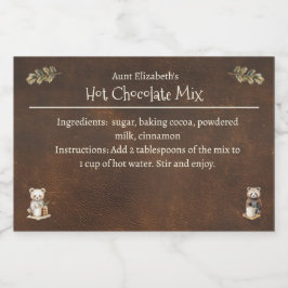 Rustic Woodland Animals Christmas Hot Cocoa Mix Voedselcontainer Etiket