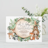 Rustic Woodland Animals Deer Fox Beer Baby shower Kaart (Staand voorkant)
