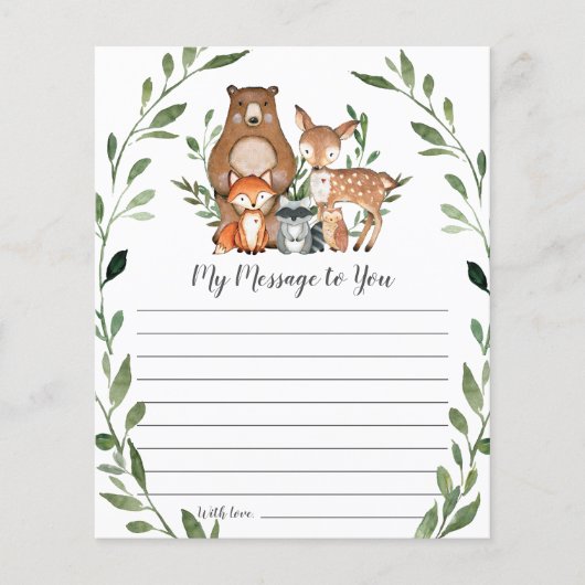 Rustic Woodland Animals Greenery Message Kaart (Voorkant)