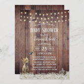 Rustic Woodland Animals String Light Baby shower Kaart (Voorkant / Achterkant)