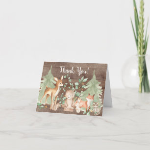 Rustic Woodland Animaux Baby shower Merci Note