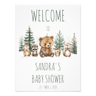Rustic Woodland Avontuur Baby Shower Welkom Bord Foto Afdruk