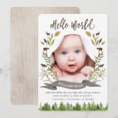 Rustic Woodland Baby Boy Geboorteaankondiging Kaar Aankondiging (Voorkant / Achterkant)