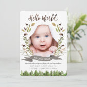 Rustic Woodland Baby Boy Geboorteaankondiging Kaar Aankondiging (Staand voorkant)