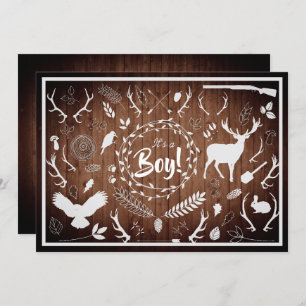 Rustic Woodland Baby Boy Shower (Barn Wood) Kaart