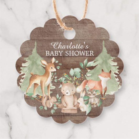 Rustic Woodland Baby shower Favor Gift Label (Achterkant)