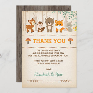 Rustic Woodland Baby shower Forest Hartelijk dank Kaart