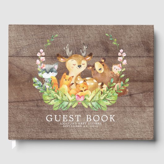 Rustic Woodland Baby shower gastenboek (Voorkant)