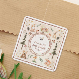 Rustic Woodland Baby shower Vierkante Sticker