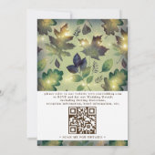 Rustic Woodland Barn String Lights QR Code Wedding Kaart (Achterkant)