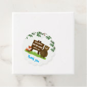 Rustic Woodland Bear Fox Forest Animals Birthday Bedankjes Labels (In situ)