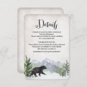Rustic Woodland Bear Mariage Détails Carte (Devant / Derrière)