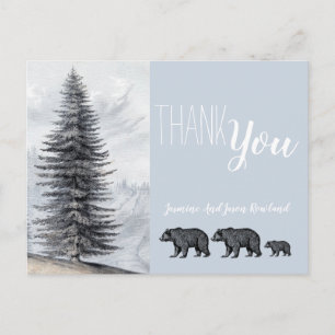 Rustic Woodland Beren Baby shower Hartelijk dank Briefkaart