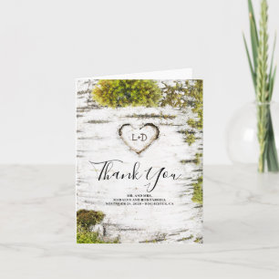 Rustic Woodland Birch Heart Mariage Merci
