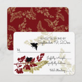 Rustic Woodland Birds Bourgondië Goud RSVP (Voorkant / Achterkant)