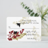 Rustic Woodland Birds Bourgondië Goud RSVP (Staand voorkant)