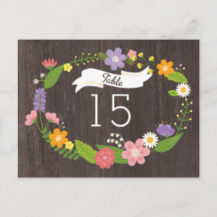 Rustic Woodland Bohemian Floral Wreath Wedding Briefkaart