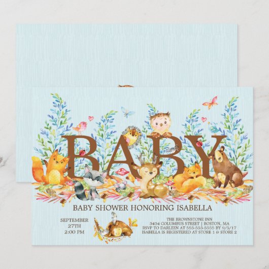Rustic Woodland Boys Baby shower Invitation (Devant / Derrière)