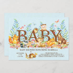 Rustic Woodland Boys Baby shower Invitation