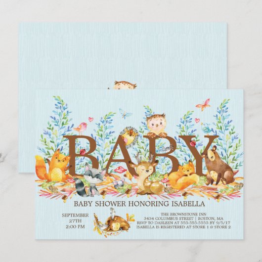 Rustic Woodland Boys Baby shower Invitation (Devant / Derrière)