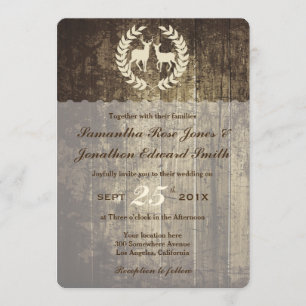 Rustic Woodland Buck and Deer Wedding Invitation