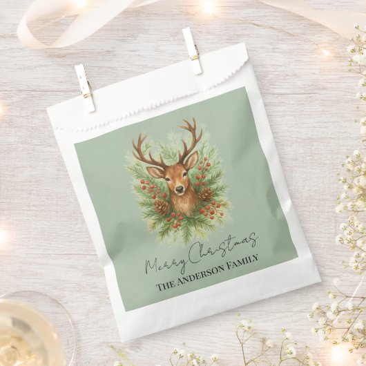 Rustic Woodland Deer Head with Winter Foliage -  Bedankzakje (Geknipt)