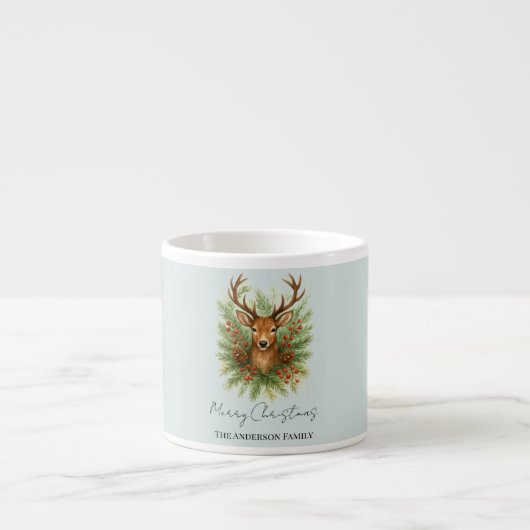 Rustic Woodland Deer Head with Winter Foliage -  Espresso Kop (Voorkant)
