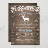 Rustic Woodland Deer Winter Boy Baby shower Kaart (Voorkant / Achterkant)