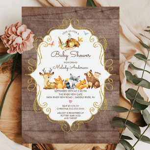 Rustic Woodland Dieren Neutraal Baby shower Kaart