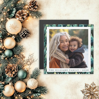 Rustic Woodland Familie Kerstfoto Magneet