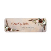 Rustic Woodland Feathers en Floral Bloom Etiket (Voorkant)