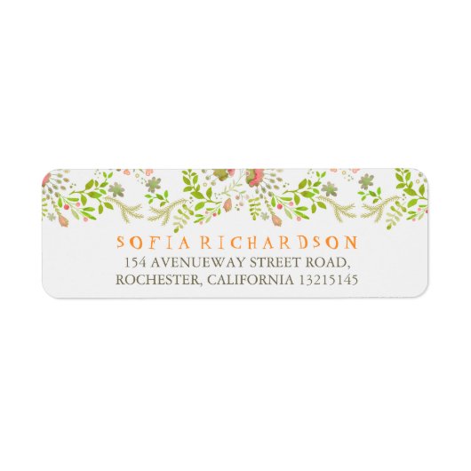 Rustic Woodland Floral Retouradres Labels (Voorkant)