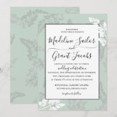 Rustic Woodland Foliage Sage Wedding Invitation Kaart (Voorkant / Achterkant)