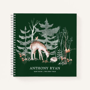 Rustic Woodland Forest Animals Baby eerste jaar ni Notitieboek