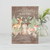 Rustic Woodland Forest Animals Baby shower Kaart (Staand voorkant)