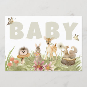 *~* Rustic Woodland Forest Animals Baby shower Kaart