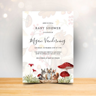Rustic Woodland Forest Baby Shower Invitation Kaart
