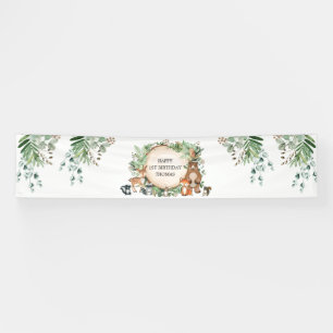 Rustic Woodland Forest Greenery Animals Birthday Spandoek